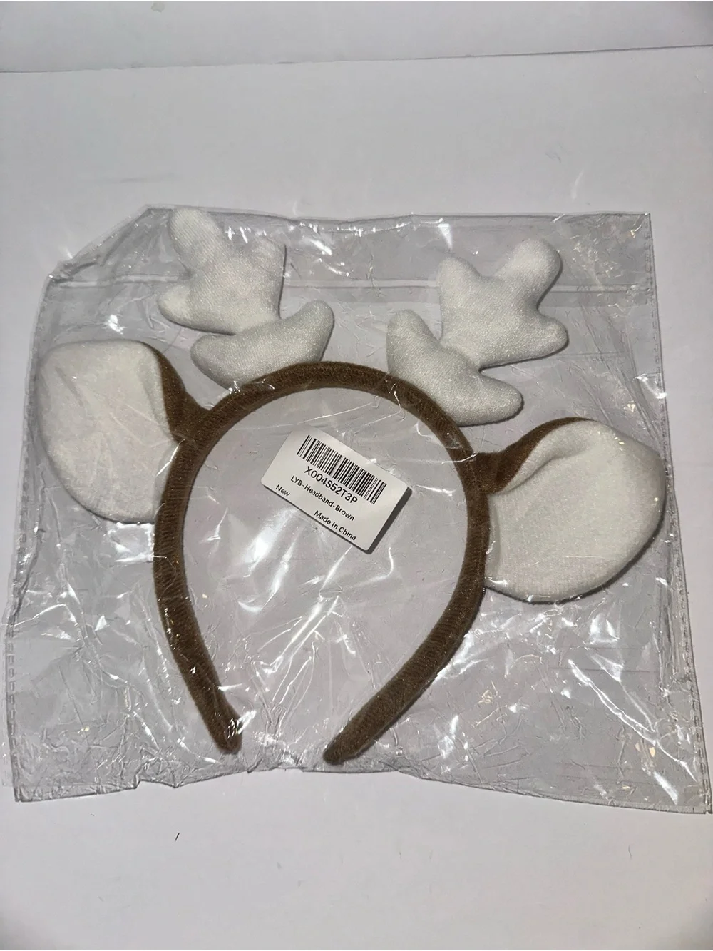 Kids Brown and White Reindeer Antler Headband - Festive Costume Accessory